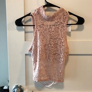 Pink lace crop top